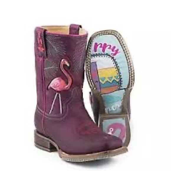 Tin Haul Other - Tin Haul Flamingo Leather Cowgirl Boots size 2